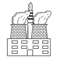 miljö- förorening med fabrik rör emitterande rök, smutsig luft och flytande avfall. vektor illustration svart översikt färg