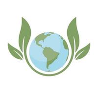 speichern Erde. global Ökologie Symbol. Planet mit Grün Pflanze Blätter wachsend Illustration. vektor