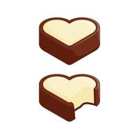 Herz geformt Schokolade Kuchen Illustration Design mit Vanille Sahne Füllung vektor