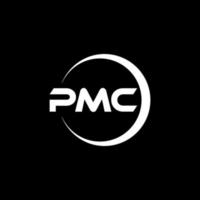 pmc brev logotyp design i illustration. vektor logotyp, kalligrafi mönster för logotyp, affisch, inbjudan, etc.