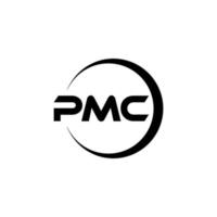 pmc brev logotyp design i illustration. vektor logotyp, kalligrafi mönster för logotyp, affisch, inbjudan, etc.