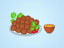 kreativ falafel premie illustration design uppsättning. vegetabiliska vattenfärg mat lunch, med snabb mat premie äta tradition teckning vektor. vektor