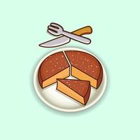 oliv olja kaka illustration design med kniv tallrik. ost meny matlagning utsökt biff lunch skaldjur grädde kaka dining pizza mat ikon element klämma konst. vektor