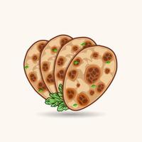 Beste kreativ Naan Essen Illustration Design. Hallo Qualität Naan Schüssel Küche gesund Küche Bäckerei gebürstet Hähnchen lecker Naan Brot Essen Symbol Elemente, Clip Kunst. vektor