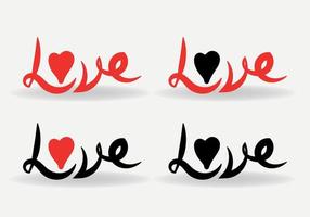 kärlek text. calligraphic text. hjärtans dag hälsning kort mall. vektor illustration.