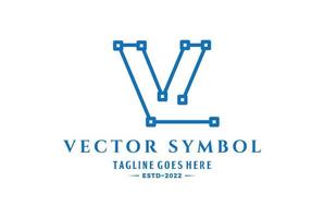 modern geometrisk första brev v med nod punkt linje för vektor logotyp design