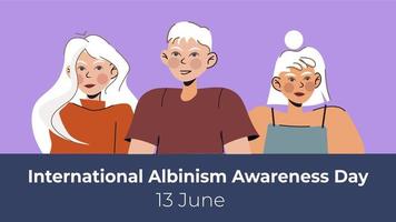 internationell albinism medvetenhet dag. juni 13. människor med albinism vektor