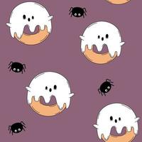 söt tecknad serie karaktär munk spöke och Spindel halloween sömlös vektor mönster bakgrund illustration