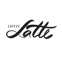 Kaffee Latté. schwarz und Weiß Beschriftung zum Kaffee Speisekarte vektor