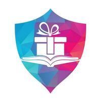 Buch Geschenk Logo Design Vektor. Geschenk und Markt Symbol oder Symbol. Bibliothek und Überraschung Logo Design Vorlage. vektor