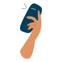 mänsklig hand innehav en smartphone med underrättelse av ny meddelande ClipArt vektor illustration isolerat på vit bakgrund