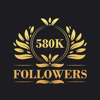 580.000 Anhänger Feier Design. luxuriös 580.000 Anhänger Logo zum Sozial Medien Anhänger vektor