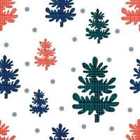 vinter- sömlös mönster med jul träd och snöflingor på vit bakgrund vektor