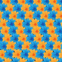 estetisk samtida sömlös mönster med blå och gul blommor vektor
