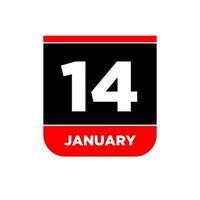14 Januar Vektor Kalender Vektor Symbol. 14 jan Karte.