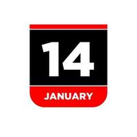 14 januari vektor kalender vektor ikon. 14 jan kort.