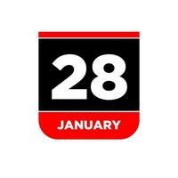 28: e januari vektor kalender sida. 28 jan ikon.