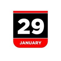 29: e januari vektor kalender sida. 29 jan ikon.