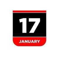 17 .. Januar Vektor Kalender Buchseite. 17 jan Symbol.