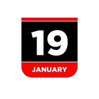 19 .. Januar Vektor Kalender Buchseite. 19 jan Symbol.