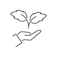 hand innehav växt med löv vektor ikon