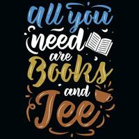 Buch lesen Buch mit Kaffee Buch mit Katzen typografisch Grafik Jahrgänge T-Shirt Design vektor