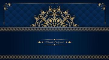 Luxus-Mandala-Hintergrund, Blau und Gold, Design-Vektor vektor