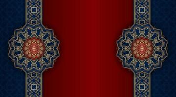 Luxus Hintergrund Blau und rot mit golden Mandala Ornament vektor