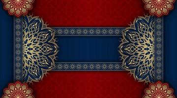 Luxus Hintergrund Blau und rot mit golden Mandala Ornament vektor