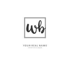 w b wb första brev handstil och signatur logotyp. en begrepp handstil första logotyp med mall element. vektor
