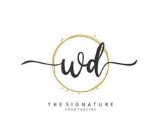 wd Initiale Brief Handschrift und Unterschrift Logo. ein Konzept Handschrift Initiale Logo mit Vorlage Element. vektor