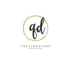 qd Initiale Brief Handschrift und Unterschrift Logo. ein Konzept Handschrift Initiale Logo mit Vorlage Element. vektor