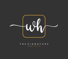 w h wh första brev handstil och signatur logotyp. en begrepp handstil första logotyp med mall element. vektor