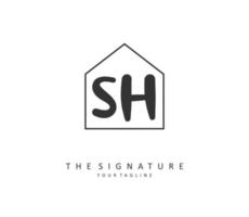 s h sh första brev handstil och signatur logotyp. en begrepp handstil första logotyp med mall element. vektor
