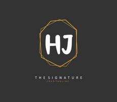 hj Initiale Brief Handschrift und Unterschrift Logo. ein Konzept Handschrift Initiale Logo mit Vorlage Element. vektor