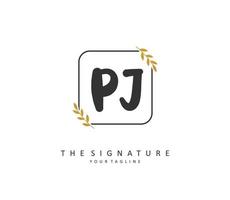 pj Initiale Brief Handschrift und Unterschrift Logo. ein Konzept Handschrift Initiale Logo mit Vorlage Element. vektor