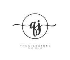 qj Initiale Brief Handschrift und Unterschrift Logo. ein Konzept Handschrift Initiale Logo mit Vorlage Element. vektor