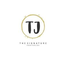 tj Initiale Brief Handschrift und Unterschrift Logo. ein Konzept Handschrift Initiale Logo mit Vorlage Element. vektor