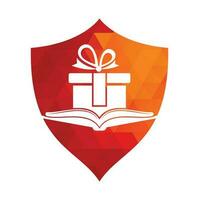 Buch Geschenk Logo Design Vektor. Geschenk und Markt Symbol oder Symbol. Bibliothek und Überraschung Logo Design Vorlage. vektor