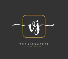 vj Initiale Brief Handschrift und Unterschrift Logo. ein Konzept Handschrift Initiale Logo mit Vorlage Element. vektor