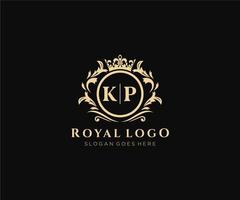 första kp brev lyxig varumärke logotyp mall, för restaurang, kungligheter, boutique, Kafé, hotell, heraldisk, Smycken, mode och Övrig vektor illustration.