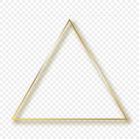 Gold glühend Dreieck Rahmen mit Schatten isoliert. glänzend Rahmen mit glühend Auswirkungen. Vektor Illustration.