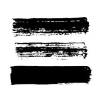 svart grunge borsta slag. uppsättning av tre målad borsta bläck Ränder. bläck fläck isolerat på vit bakgrund. vektor illustration