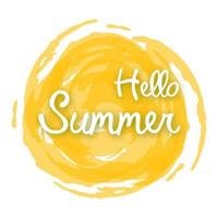 hallo sommer auf gelbem aquarellfleck. gestaltungselement für einladungen, grußkarten, drucke und poster. Vektor-Illustration. vektor
