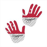 singapore flagga hand vektor