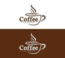 kaffe text baserad logotyp design, vektor illustration.