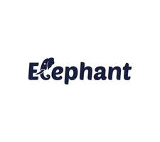 Elefant Text basierend oder Wortmarke Logo Design auf Weiß Hintergrund, Vektor Illustration.