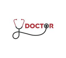 läkare ordmärke eller typografi logotyp på vit bakgrund, vektor illustration.