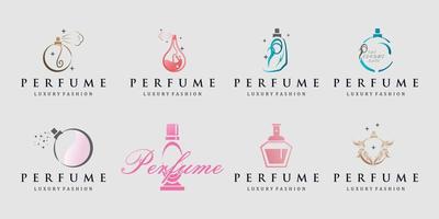 Vektor Luxus Sammlung von Parfüm Logo Vorlage mit Gradient Farbe Inspiration Parfüm Flasche Logo Prämie Vektor