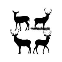 einstellen von Silhouetten wild Tier Hirsch Illustration vektor